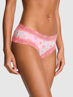 Victoria's Secret - Women Multi-Color Printed Cotton Lace Trim Cheeky Brief Panty