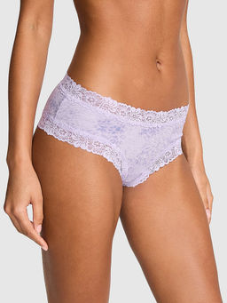 Victoria's Secret - Women Lavender Animal Printed Cotton Lace Trim Cheeky Brief Panty