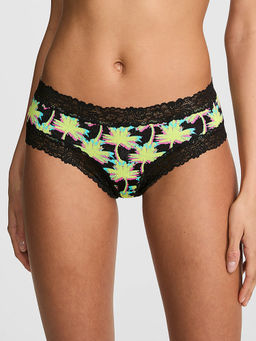 Victoria's Secret - Women Multi-Color Printed Cotton Lace Trim Cheeky Brief Panty