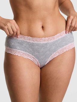 Victoria's Secret - Women Grey Printed Lace-Trim Cheeky Brief Panty