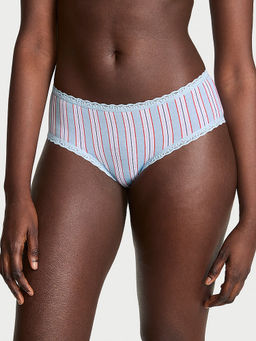 Victoria's Secret - Women Multi-Color Stripes Cotton Lace-Waist Cheeky Brief Panty