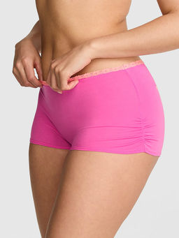 Victoria's Secret - Women Pink Cotton Text Dorm Boyshorts Panty