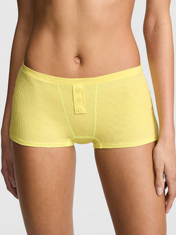 Victoria's Secret - Women Yellow Ribbed Cotton Dorm Boyshorts Panty