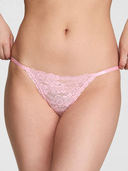 Victoria's Secret - Women Pink Self Design String Bikini Panty
