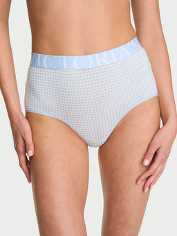 Victoria's Secret - Women Blue Checks Printed Cotton Modern Brief Panty