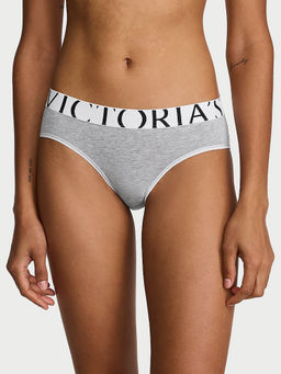 Victoria's Secret - Women Grey Exploded Logo Cotton Hiphugger Brief Panty