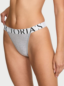 Victoria's Secret - Women Grey Exploded Logo Cotton 90S Thong Panty