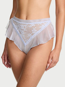 Victoria's Secret - Women Blue Dream Angels Lace and Mesh Flutter Brazilian Panty