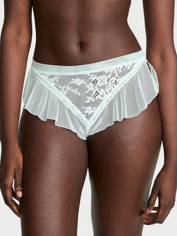 Victoria's Secret - Women Sky Blue Dream Angels Lace and Mesh Flutter Brazilian Panty
