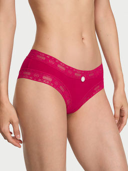 Victoria's Secret - Women Hot Pink Lace Trim Cotton Brief Panty