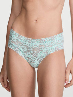 Victoria's Secret - Women Green Lace Self Design Cheeky Brief Panty