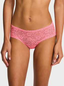 Victoria's Secret - Women Pink Self Design Lace Keyhole Cheeky Brief Panty