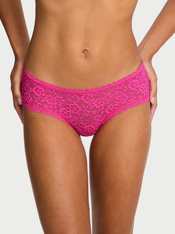 Victoria's Secret - Women Hot Pink Self Design Lace Keyhole Cheeky Brief Panty