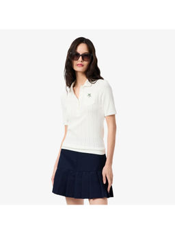 Lacoste - Slim Fit Pointelle Branded L.12.D White Polo T-Shirt