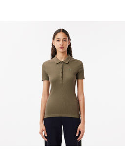 Lacoste - L.12.D Slim Fit Ribbed Cotton Olive Polo T-Shirt