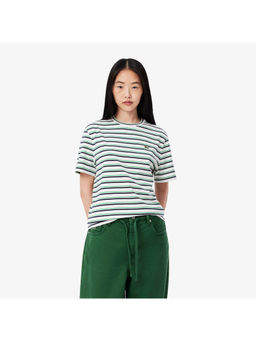 Lacoste - Striped Cotton White T-Shirt