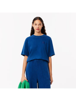 Lacoste - Oversized Washed Effect Cotton Blue T-Shirt