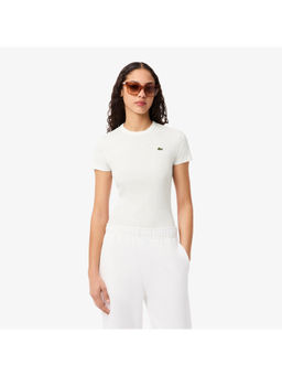 Lacoste - Slim Fit Ribbed Cotton White T-Shirt