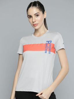 Alcis - Women Grey Typography Printed Slim Fit T-shirt