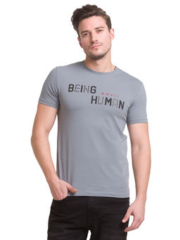 Being Human - Men Printed Grey T-Shirt