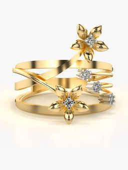 Valanova - Sterling Silver with Gold Plated and Certified Lab Grown Diamond Ring 0.11Cts