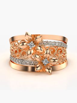Valanova - Sterling Silver with Rose Gold Plated and Certified Lab Grown Diamond Ring 0.27Cts