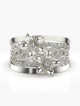 Valanova - Sterling Silver with White Gold Plated and Certified Lab Grown Diamond Ring 0.27Cts