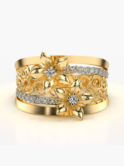 Valanova - Sterling Silver with Gold Plated and Certified Lab Grown Diamond Ring 0.27Cts