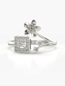 Valanova - Sterling Silver with White Gold Plated and Certified Lab Grown Diamond Ring 0.18Cts