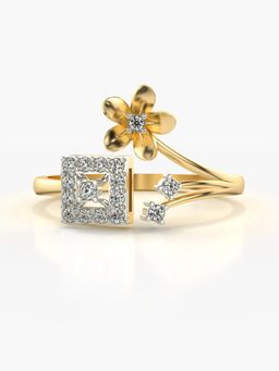 Valanova - Sterling Silver with Gold Plated and Certified Lab Grown Diamond Ring 0.18Cts