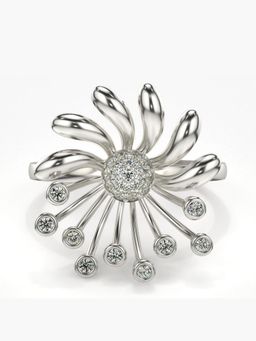 Valanova - Sterling Silver with White Gold Plated and Certified Lab Grown Diamond Ring 0.22Cts