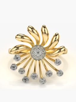 Valanova - Sterling Silver with Gold Plated and Certified Lab Grown Diamond Ring 0.22Cts