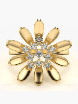 Valanova - Sterling Silver with Gold Plated and Certified Lab Grown Diamond Ring 0.15Cts