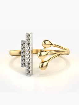 Valanova - Sterling Silver with Gold Plated and Certified Lab Grown Diamond Ring 0.12Cts