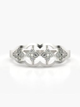 Valanova - Sterling Silver with White Gold Plated and Certified Lab Grown Diamond Ring 0.19Cts