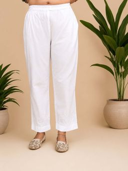 UNDYED - White Chikankari Cotton Wide Leg Pant