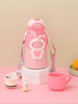 Yellow Bee - Stainless Steel Bunny Flask, Pink - 500Ml