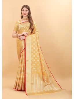 Yavira Silk - Yellow Ethnic Wear Silk Blended Chanderi Traditional Saree with Unstitched Blouse