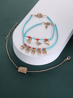 Zaveri Pearls - Set of 3 Turquoise Blue Contemporary Classy Stack Bracelets-ZPFK14509
