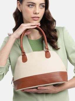 Fabbhue - Women's Cream And Tan Shoulder Bag
