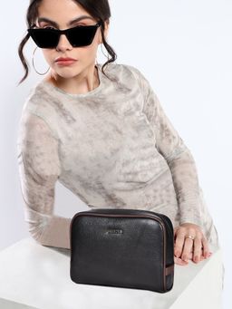 Sassora - Premium Leather Women's Toiletry Travel Pouch (S)