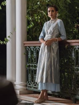 W - Light Blue Organza Jacket with Inner Dress (Set of 2)