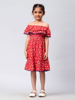 Kasya - Red Printed Viscose Dress
