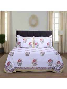 Shahenaz - Naadiya Flower 220 TC Single Bedsheet with Pillow Cover