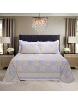 Shahenaz - Parvati Chevron Yellow Cotton 220 TC King Bedsheet with Pillow Cover