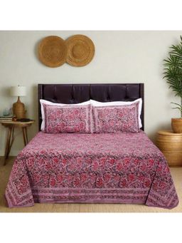 Shahenaz - Gayatri Purple Cotton 220 TC Single Bedsheet with Pillow Cover