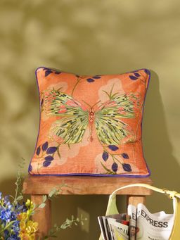 Pure Home + Living - Orange Butterfly Print Square Cushion cover