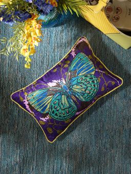Pure Home + Living - Purple/Yellow Butterfly Print Rectangle Cushion Cover