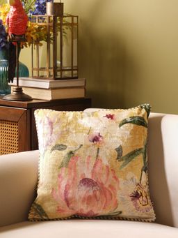 Pure Home + Living - Yellow/Purple Velvet Square Cushion Cover