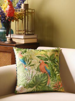 Pure Home + Living - Green and Yellow Velvet Square Cushion Cover